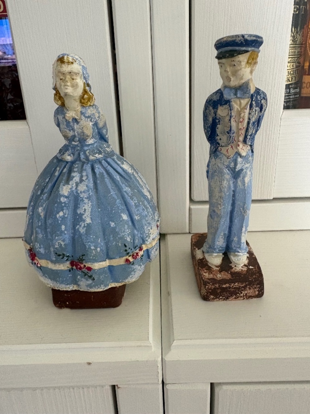 Vintage Chalkware Girl and Boy